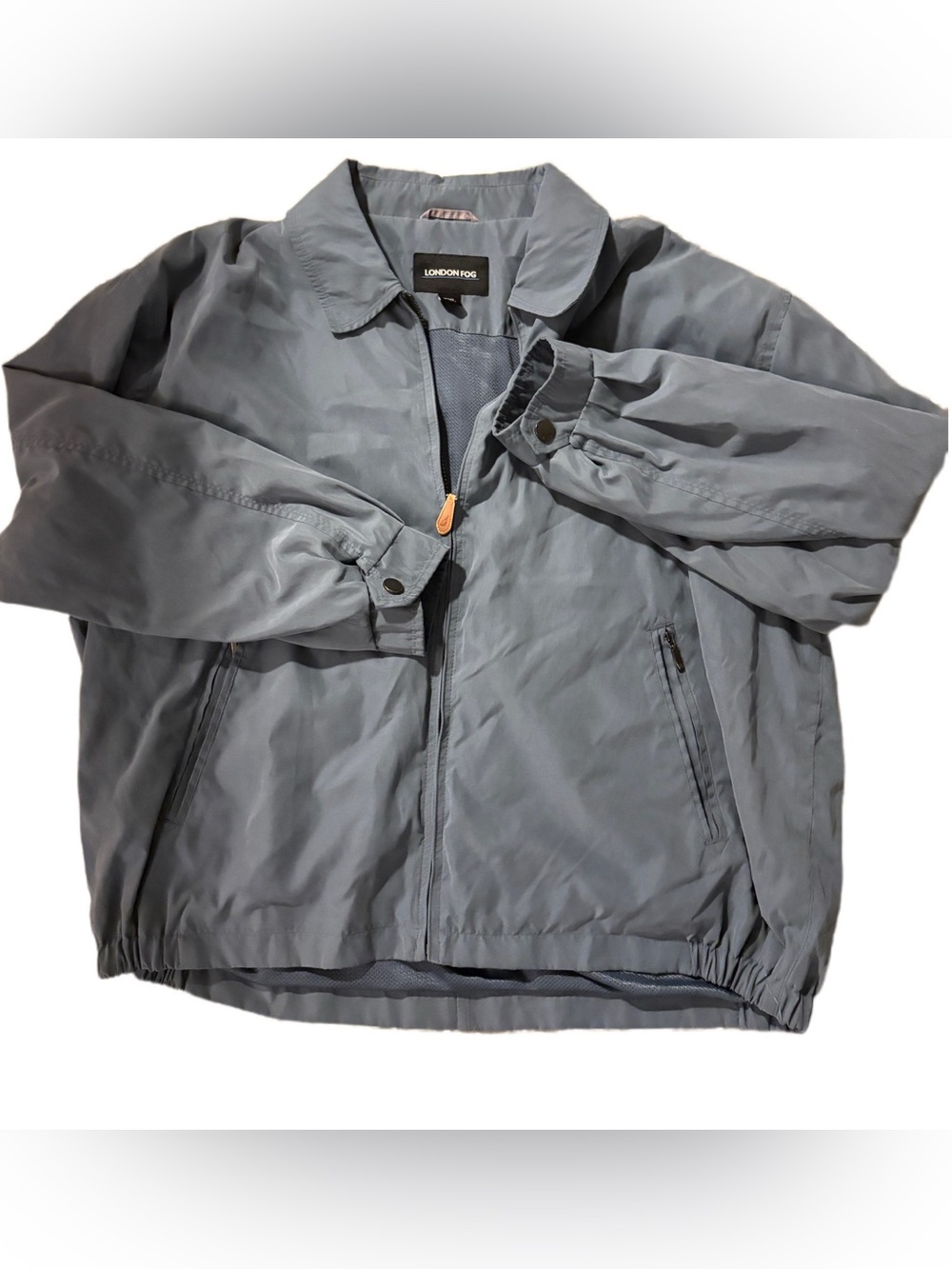 London Fog Men's Light Gray Windbreaker Jacket with Zip Pockets
